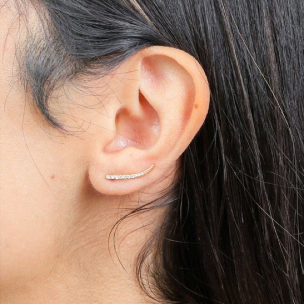 Minimalist gold ear climber earrings